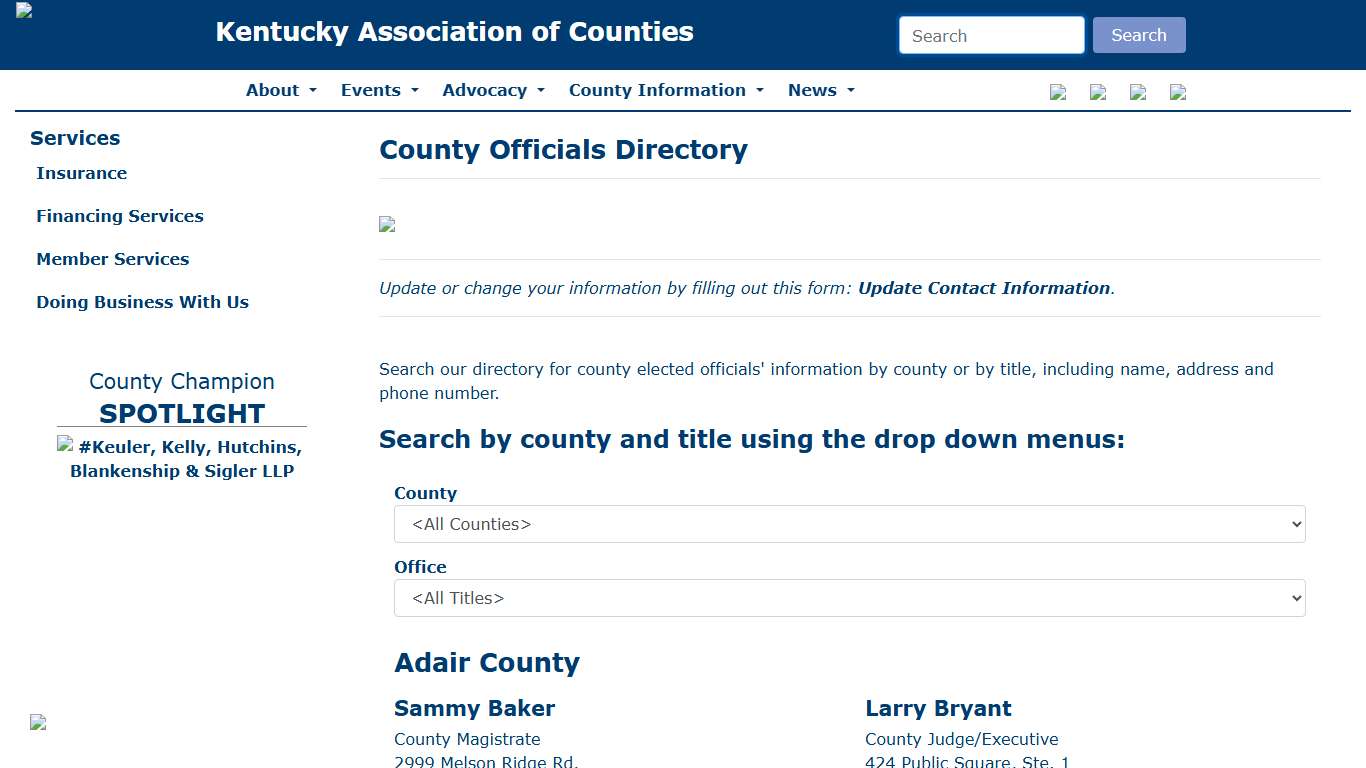 County Officials Directory - The Kentucky Association of Counties